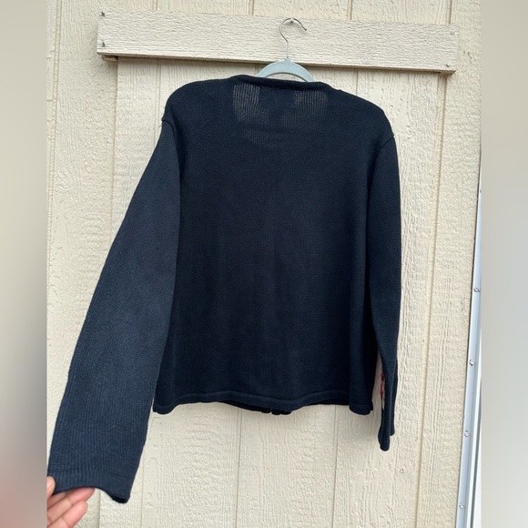 Tiara Black  Patchwork with Floral and Squirrel Embroidery Zip up Cardigan - Picture 5 of 9